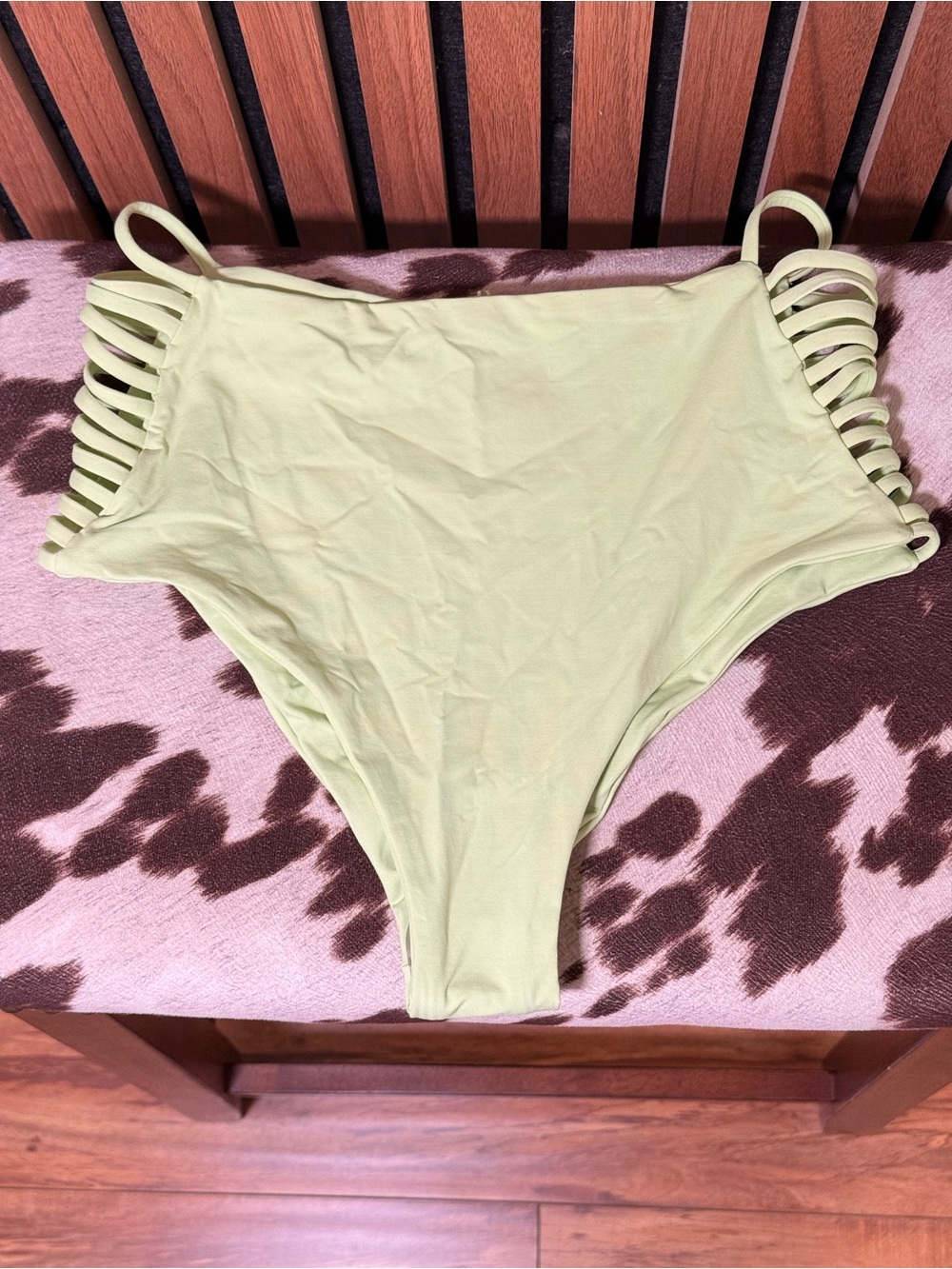 NWOT Lspace High-Waist Strappy Bikini Bottoms in Light Green